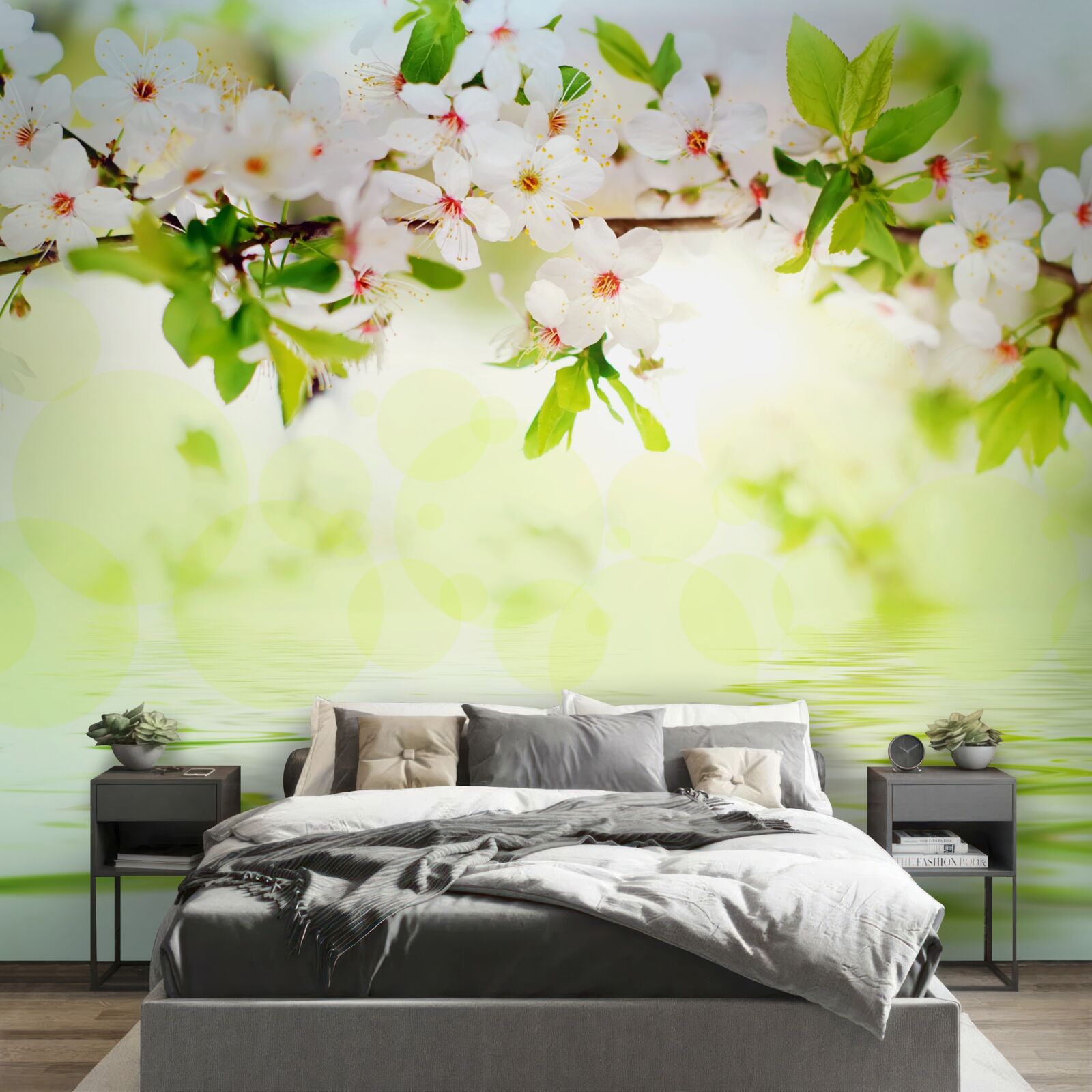 Fototapeta sakury sú biele nad teplou letnou vodou