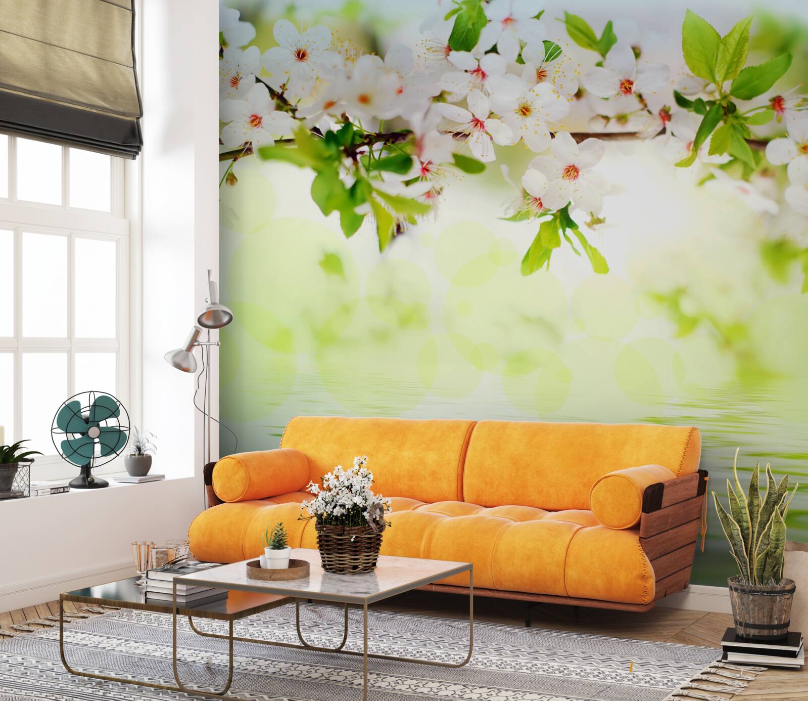 Fototapeta sakury sú biele nad teplou letnou vodou