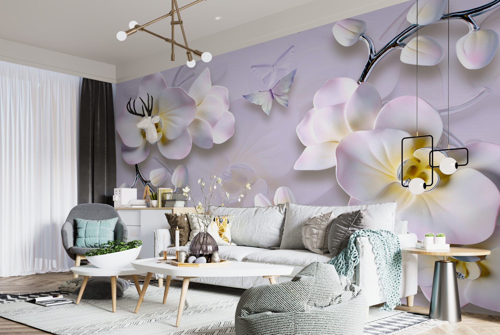 Fototapeta rozkvitnuté snehobiele kvety na konároch