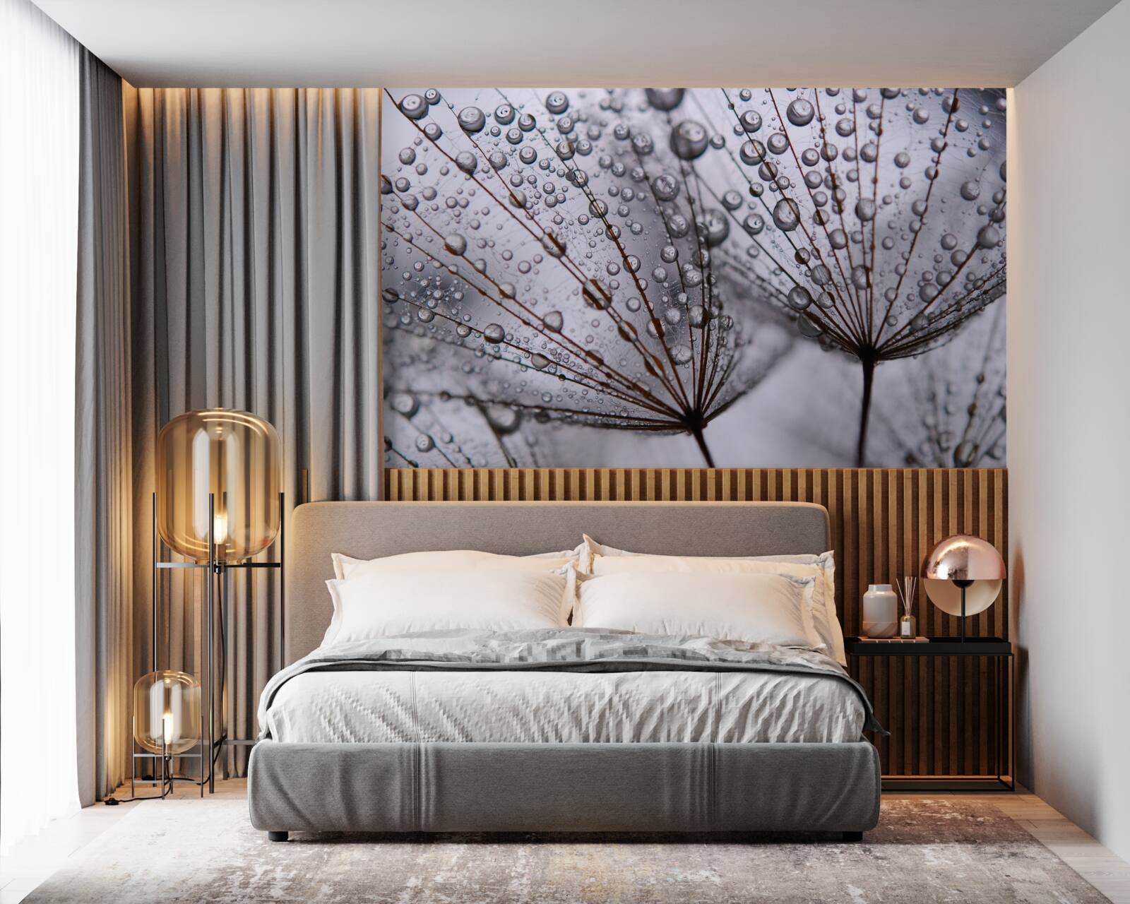 Fototapeta kvapky rosy zostali na kvetoch púpavy