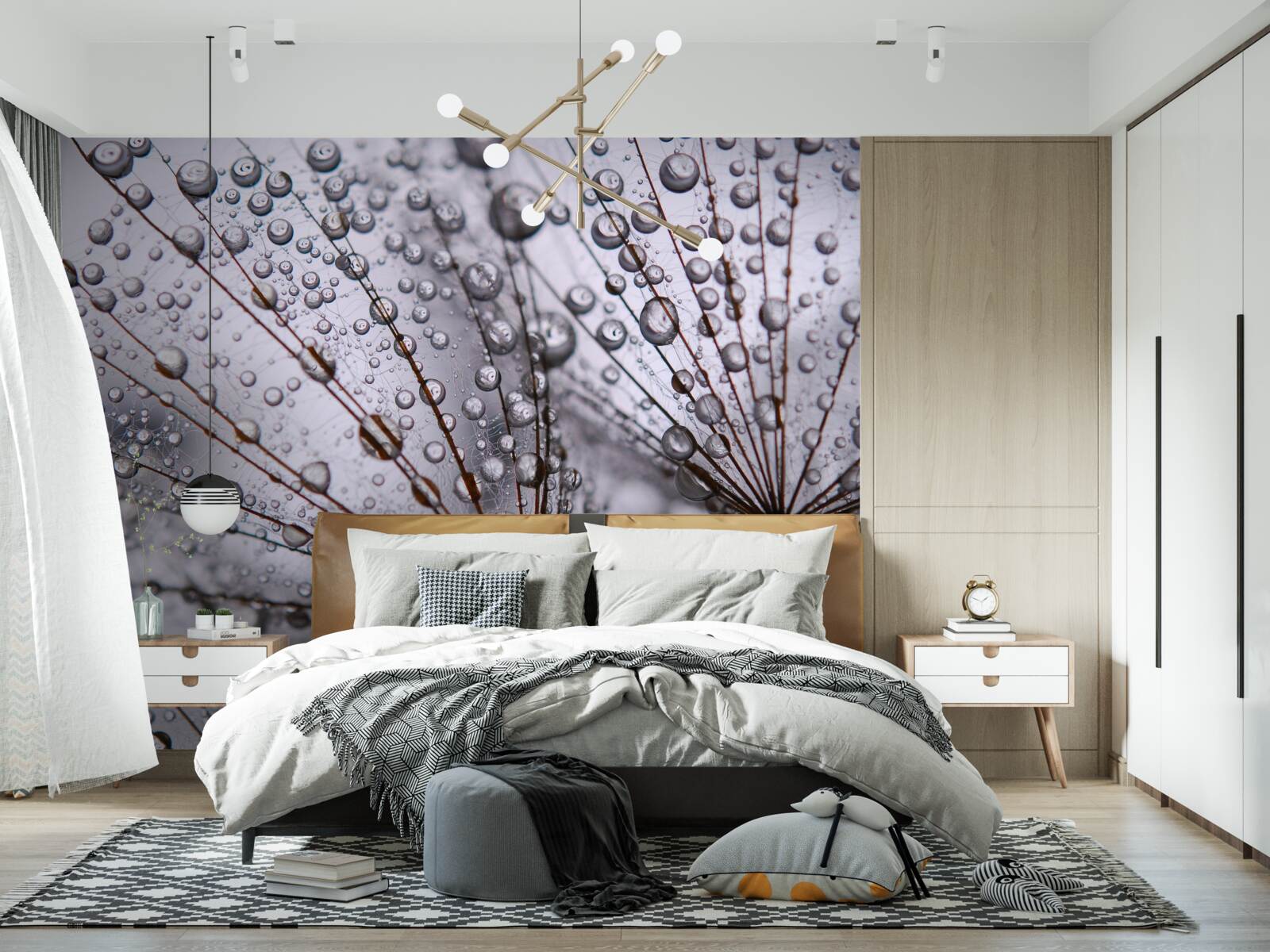 Fototapeta kvapky rosy zostali na kvetoch púpavy