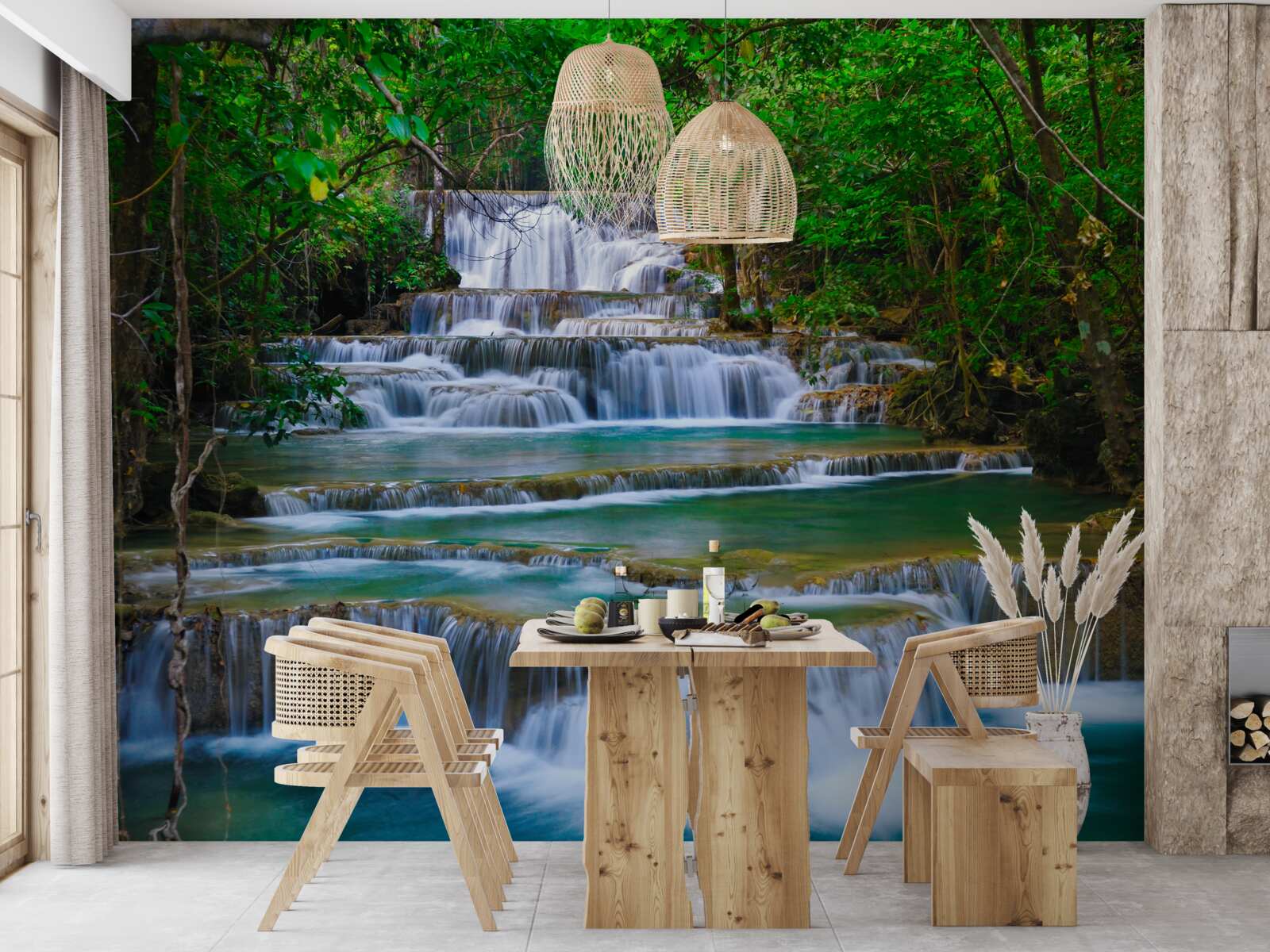 Fototapeta veľký vodopád s tyrkysovou vodou stekajúcou dole