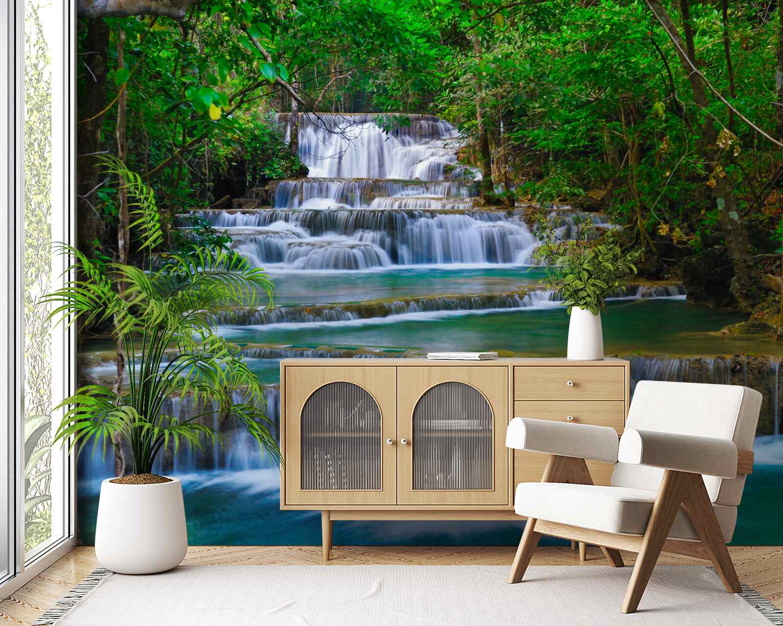 Fototapeta veľký vodopád s tyrkysovou vodou stekajúcou dole