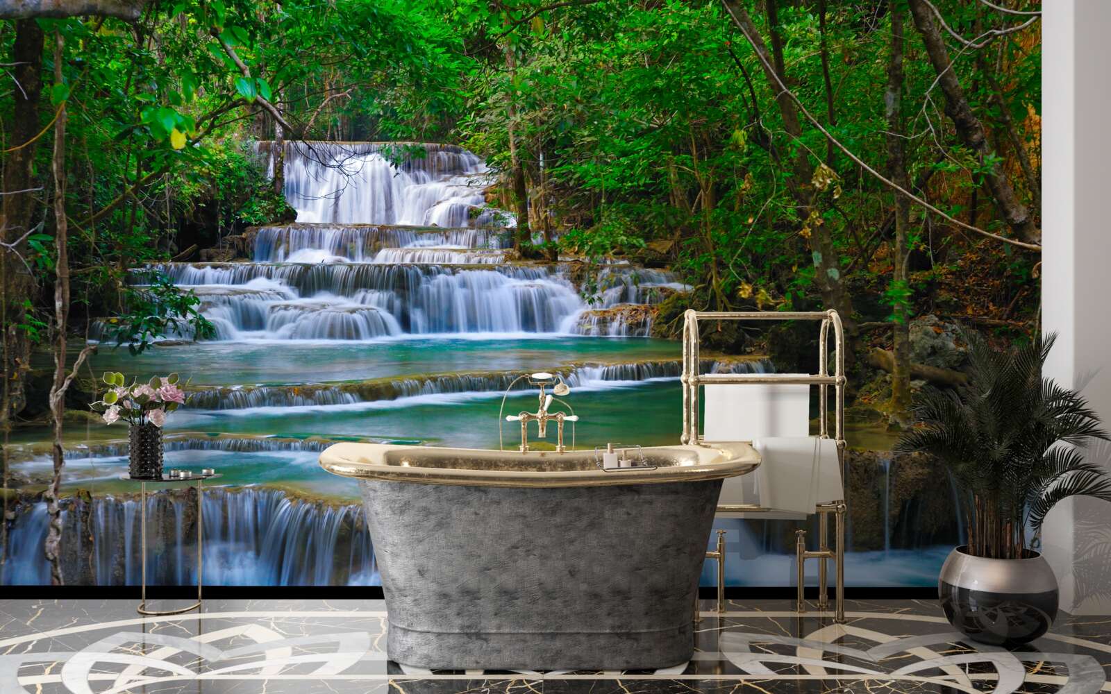 Fototapeta veľký vodopád s tyrkysovou vodou stekajúcou dole