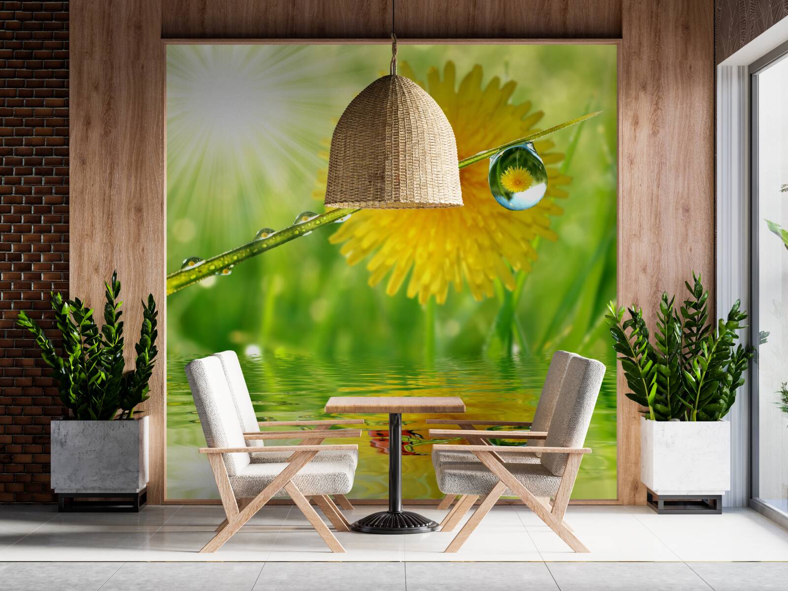 Fototapeta veľká púpava v kvapkách pri vode