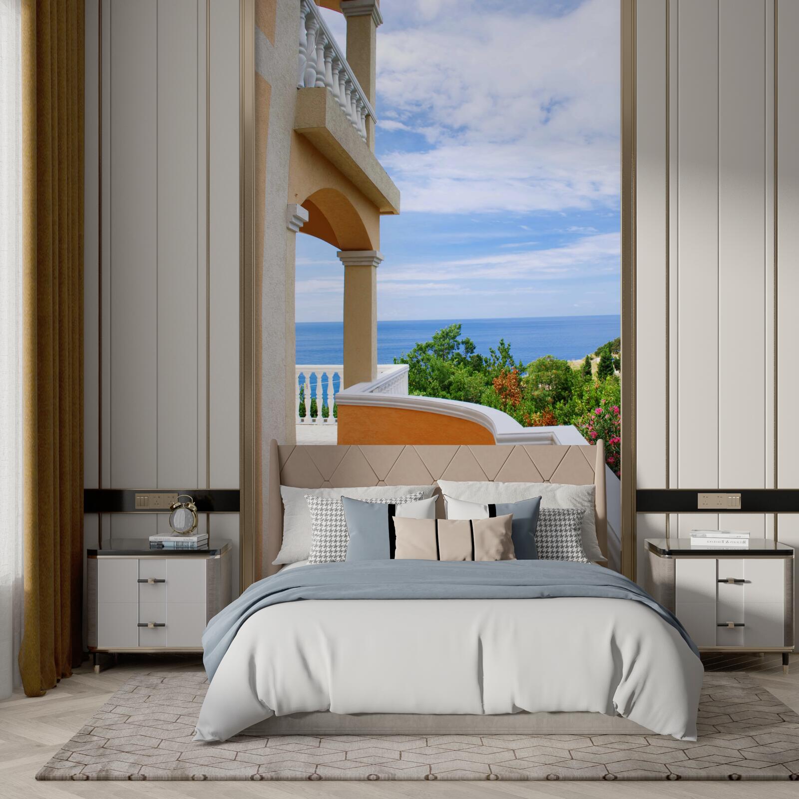 Fototapeta panoramatický výhľad na oceán zo strechy domu