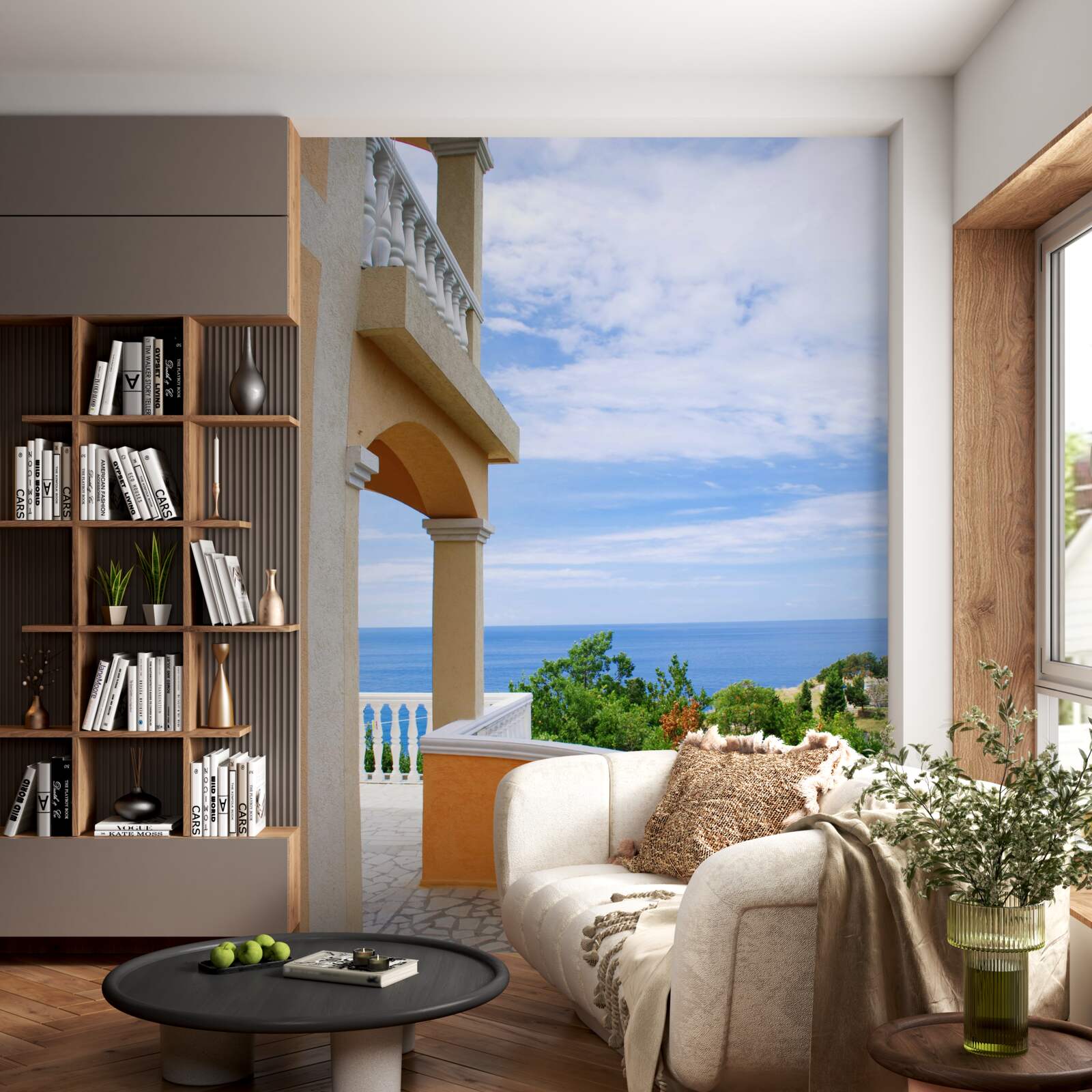 Fototapeta panoramatický výhľad na oceán zo strechy domu