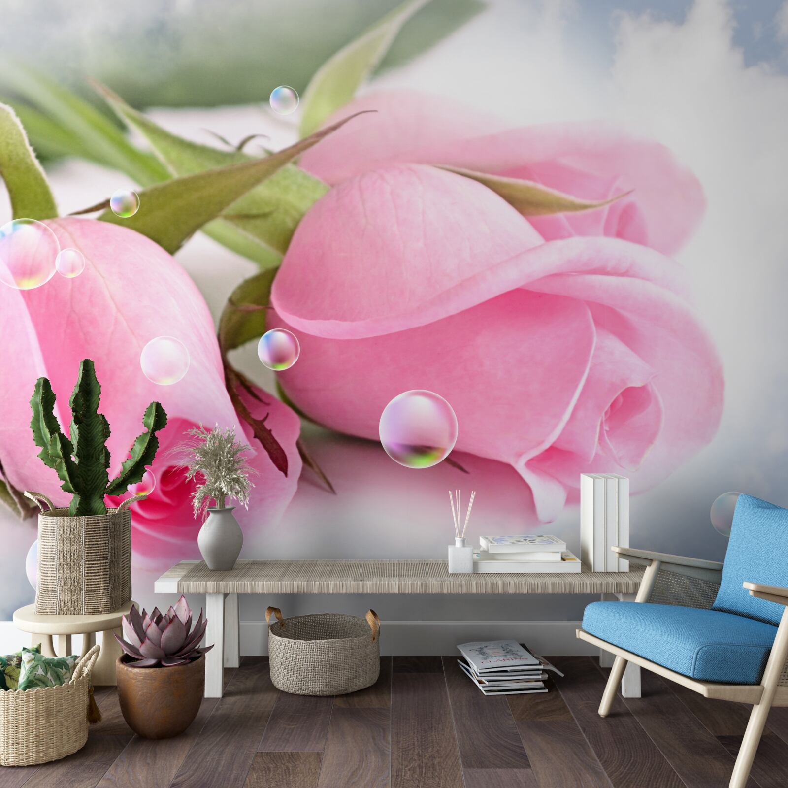 Fototapeta ružové ruže s kvapkami ružovej na hodvábnom pozadí