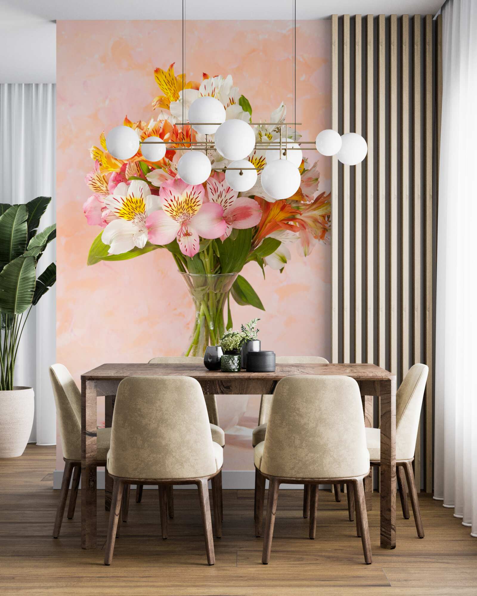 Fototapeta vo váze je kytica rôznych jarných čerstvých kvetov