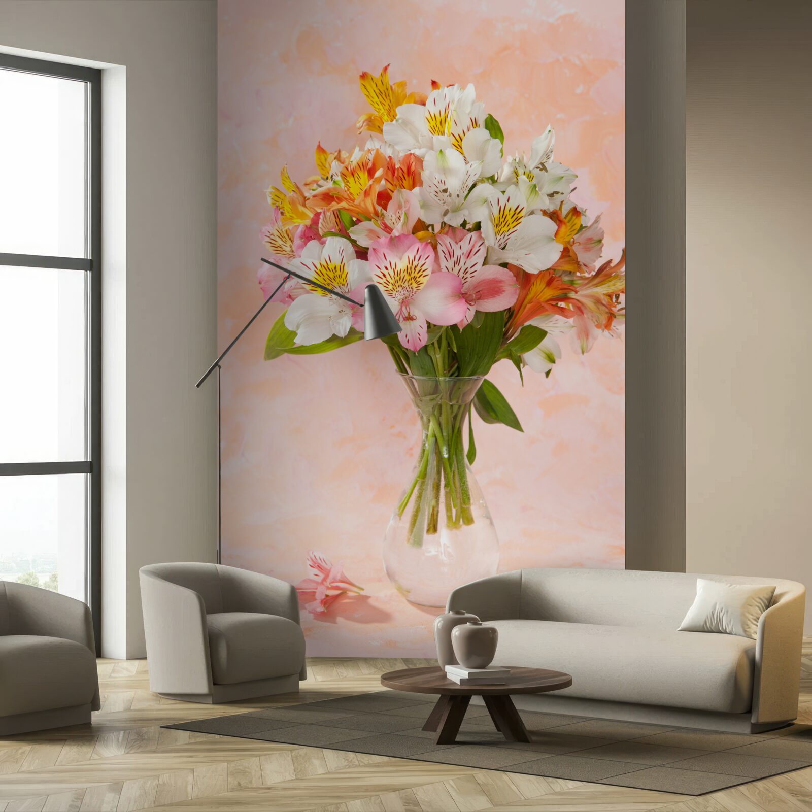 Fototapeta vo váze je kytica rôznych jarných čerstvých kvetov