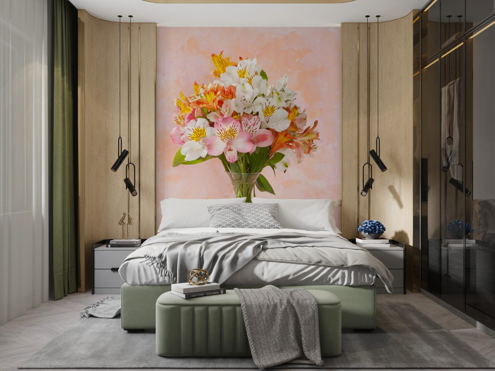 Fototapeta vo váze je kytica rôznych jarných čerstvých kvetov