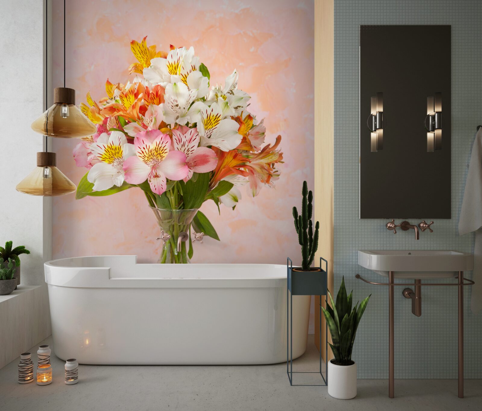 Fototapeta vo váze je kytica rôznych jarných čerstvých kvetov