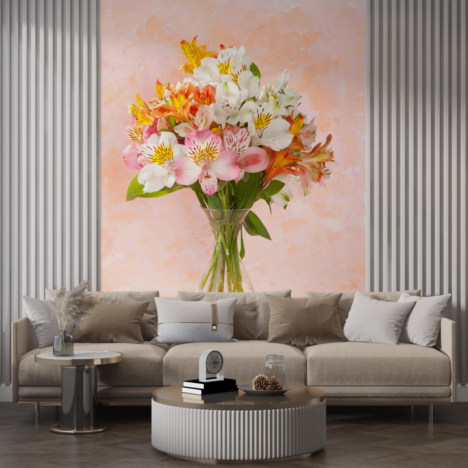 Fototapeta vo váze je kytica rôznych jarných čerstvých kvetov