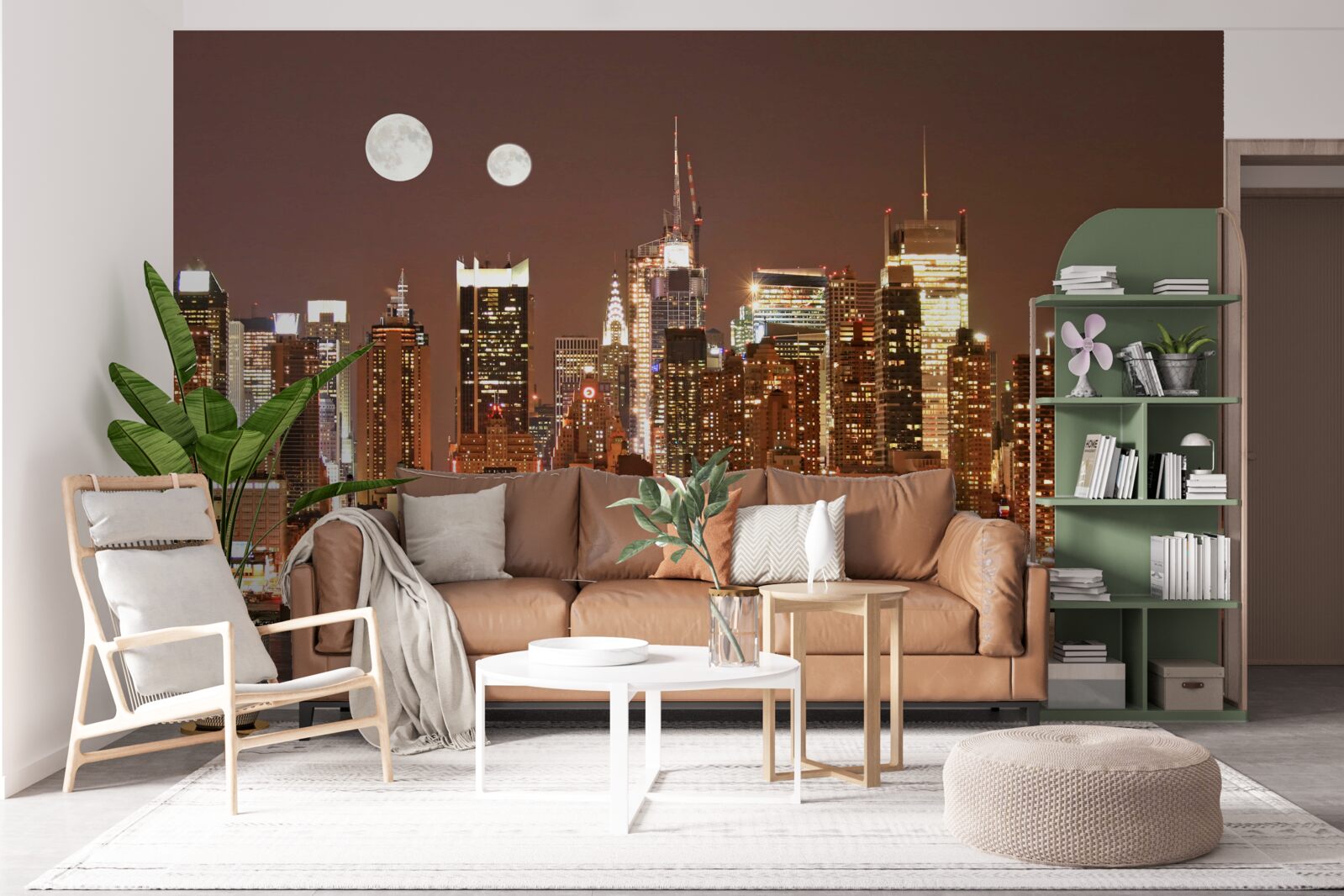 Fototapeta slnko a mesiac svietia nad obrovským mestom