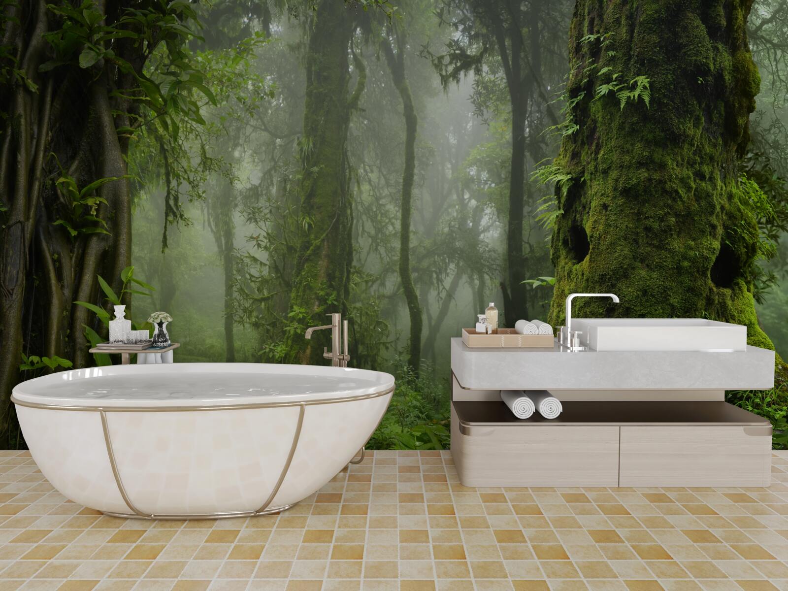 Fototapeta silné dažde v starom lese