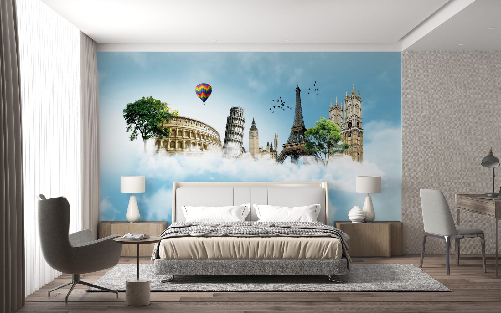 Fototapeta dominanty európskych miest na oblohe