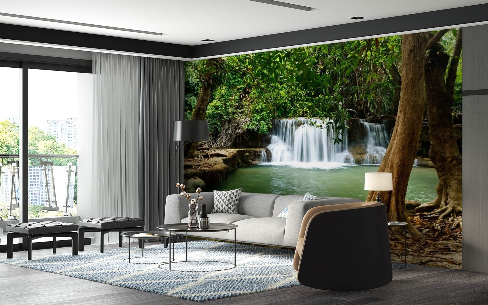 Fototapeta vodopád v starom lese