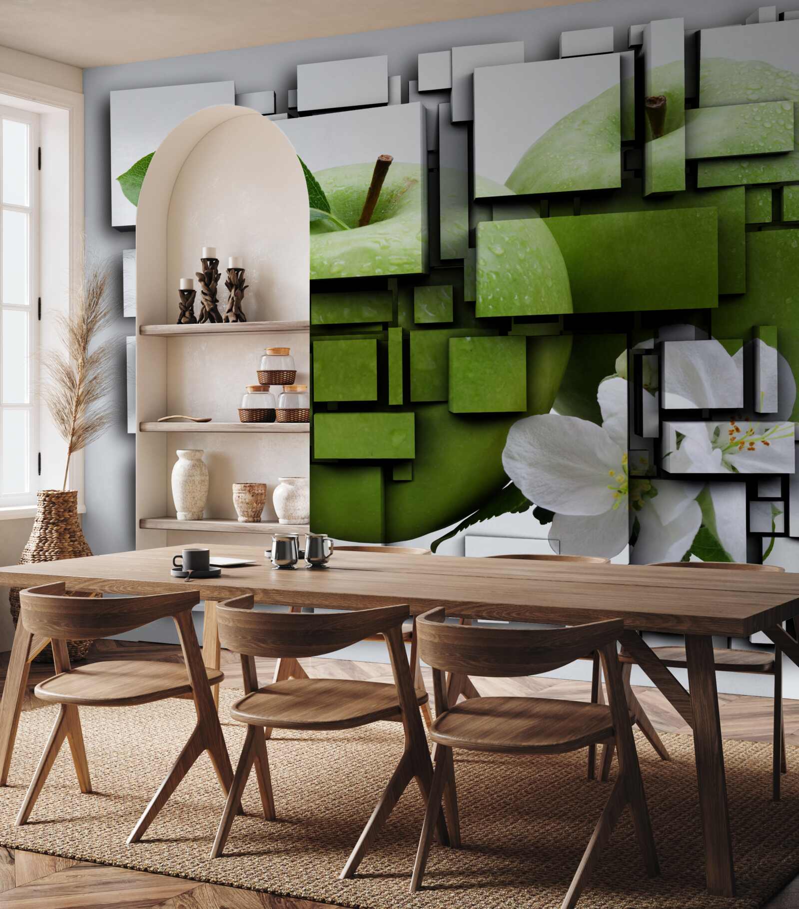 Fototapeta vytváranie obdĺžnikov s obázkom zeleného jablka