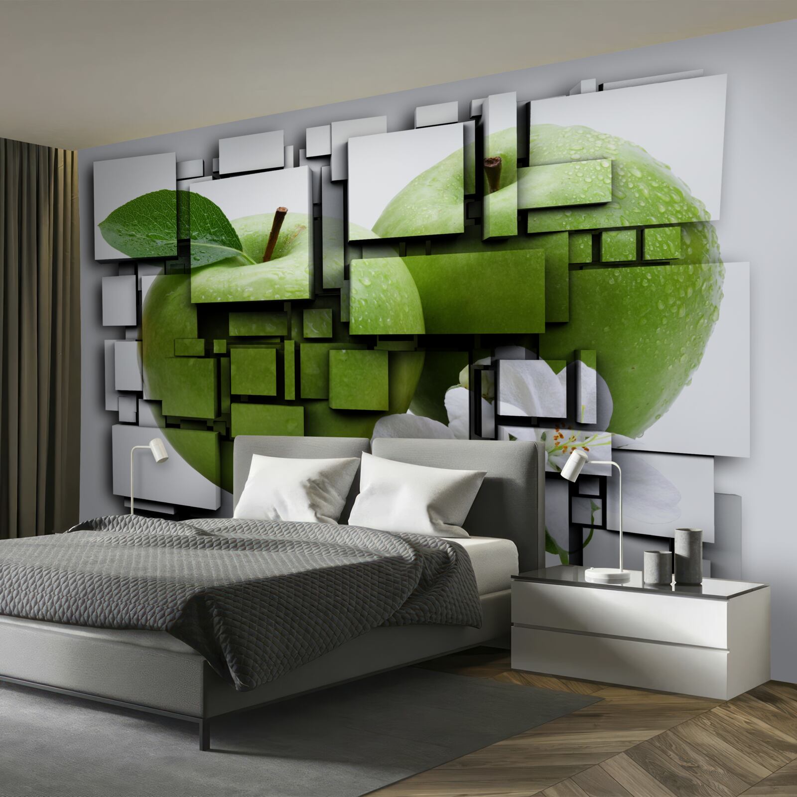 Fototapeta vytváranie obdĺžnikov s obázkom zeleného jablka