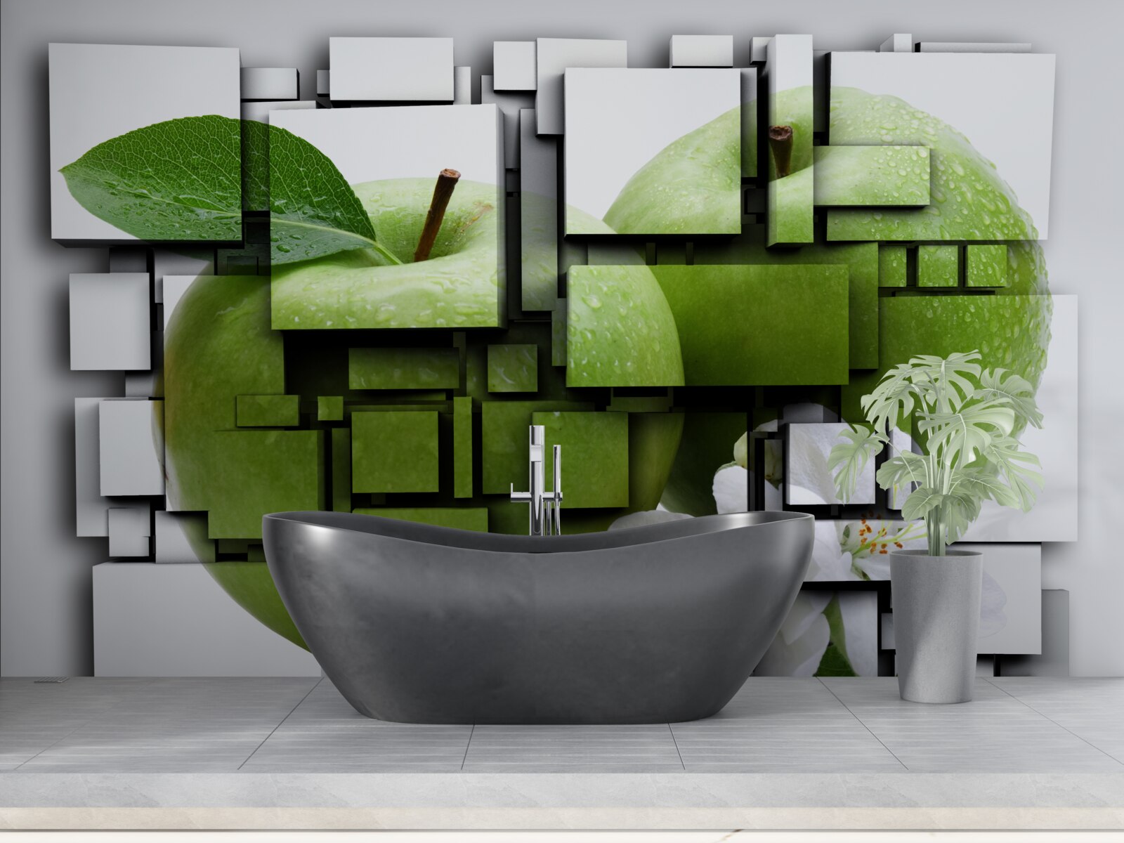 Fototapeta vytváranie obdĺžnikov s obázkom zeleného jablka