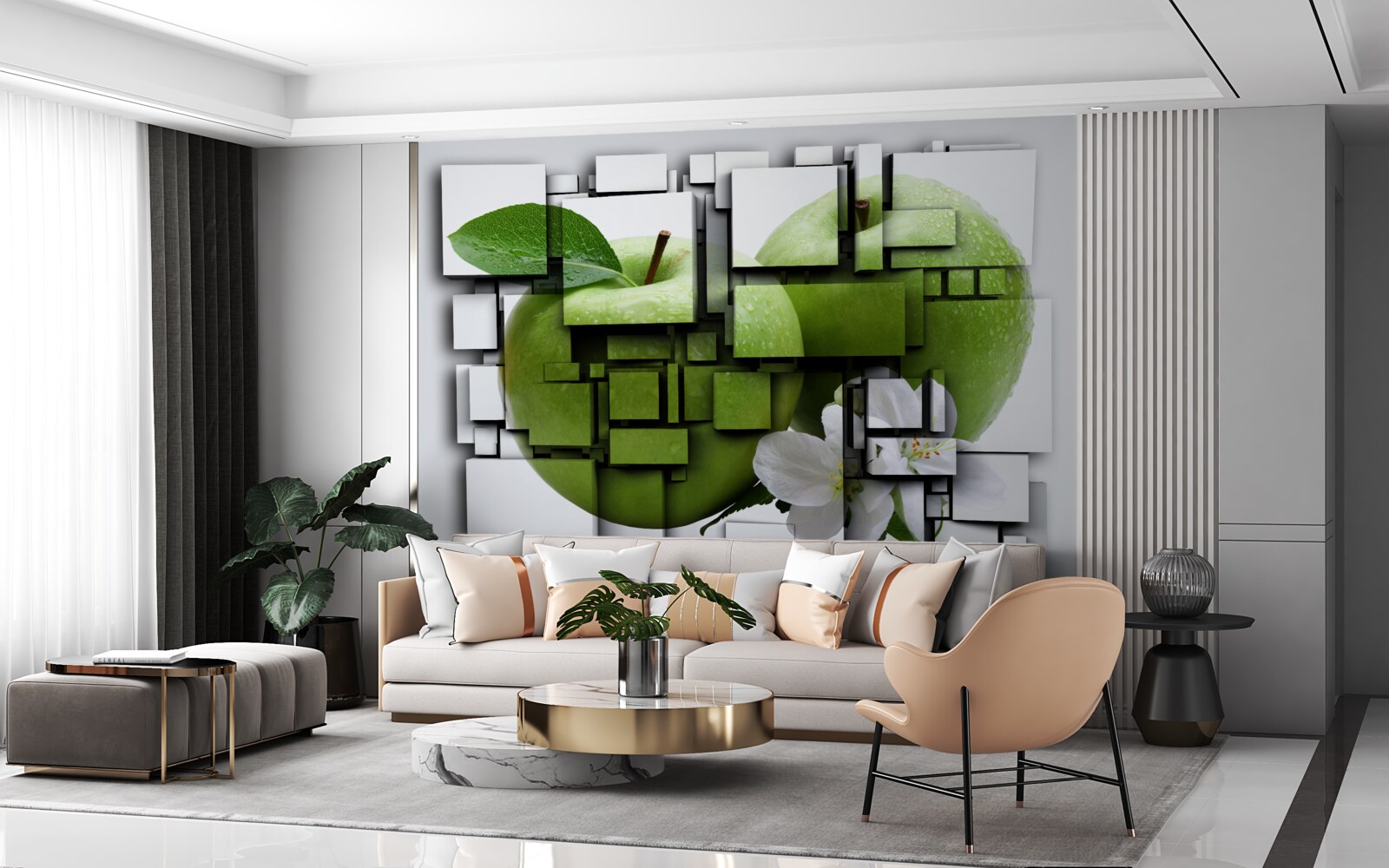 Fototapeta vytváranie obdĺžnikov s obázkom zeleného jablka