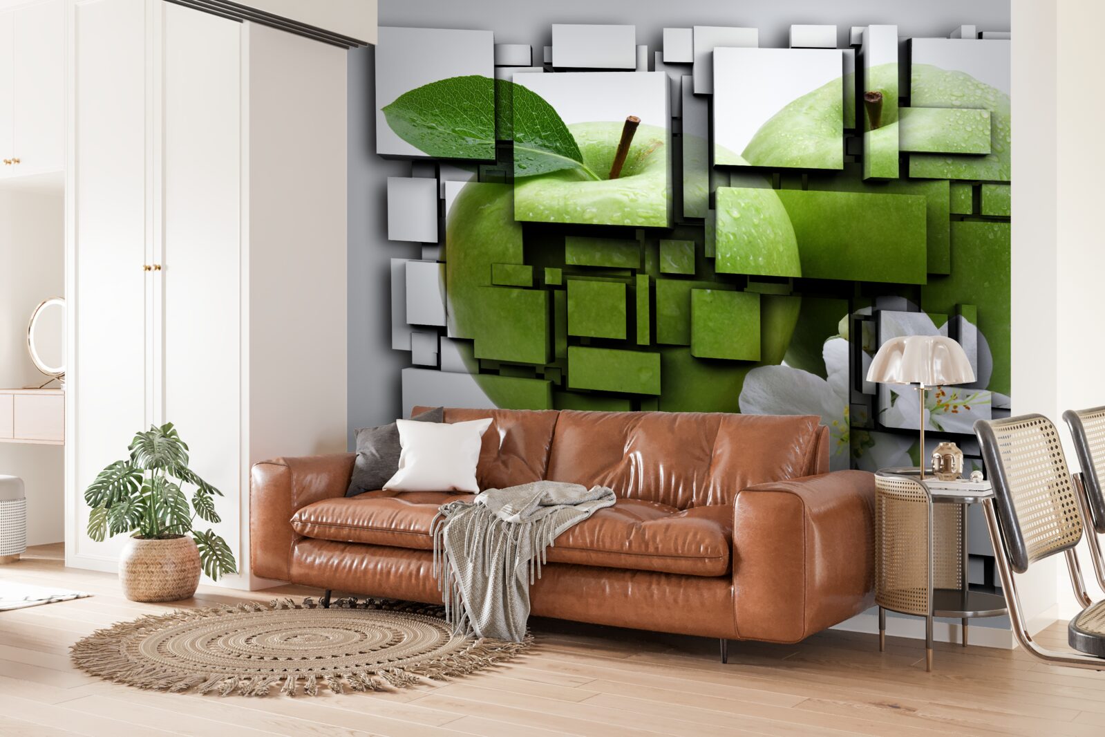 Fototapeta vytváranie obdĺžnikov s obázkom zeleného jablka