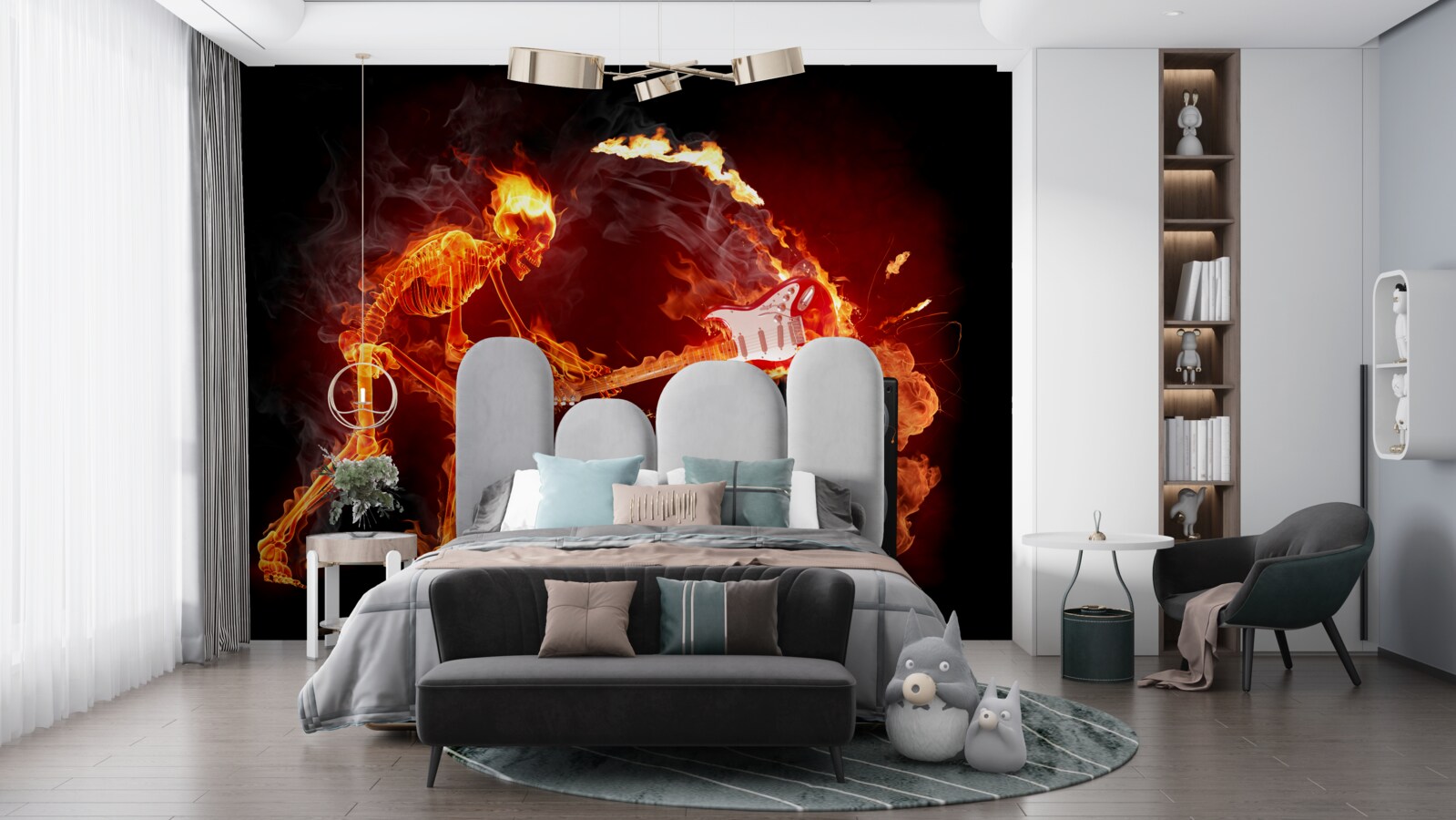 Fototapeta umelec zničí gitaru na zosilňovači