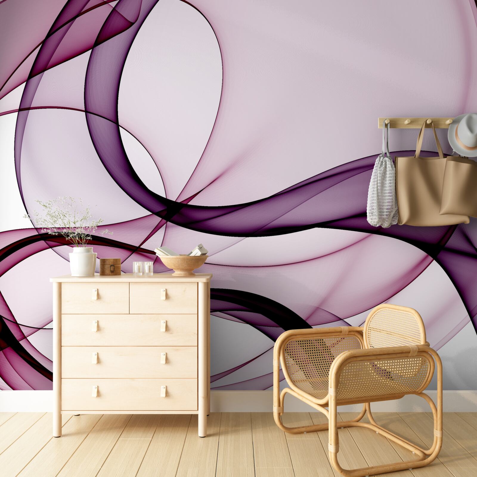 Fototapeta tmavé, rozmazané čiary na jemnom, svetlom hodvábu