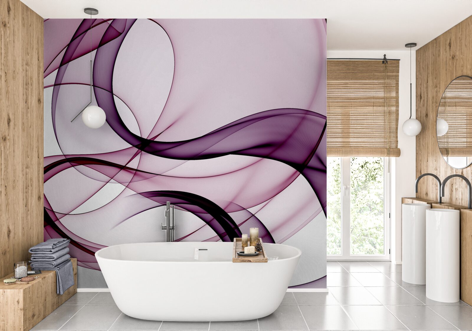 Fototapeta tmavé, rozmazané čiary na jemnom, svetlom hodvábu