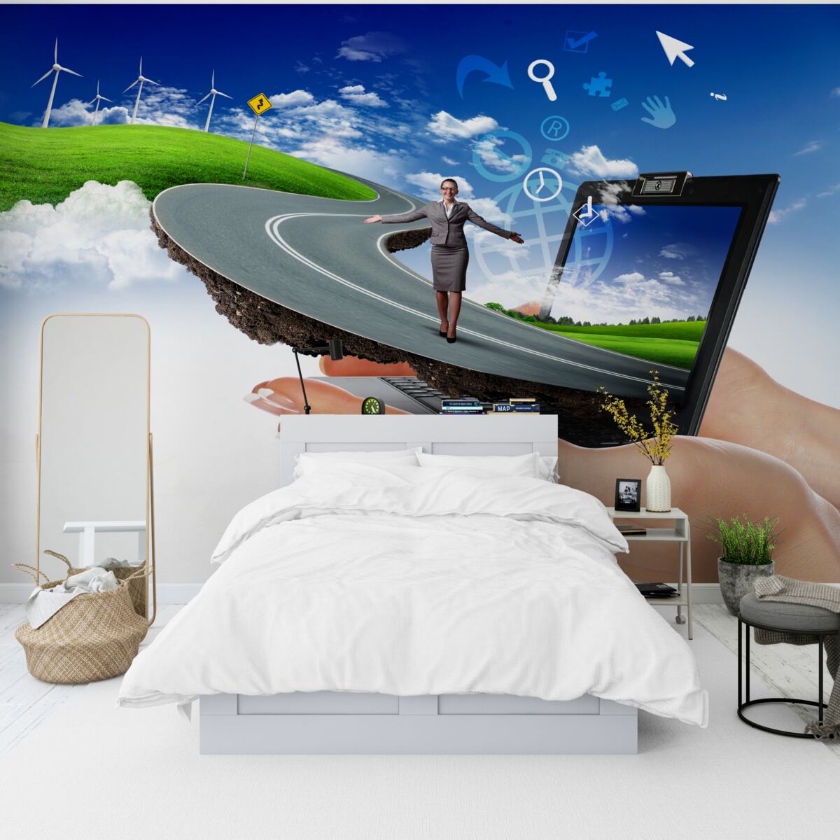 Fototapeta na oblohe je drahá abstrakcia s chodiacim dievčaťom