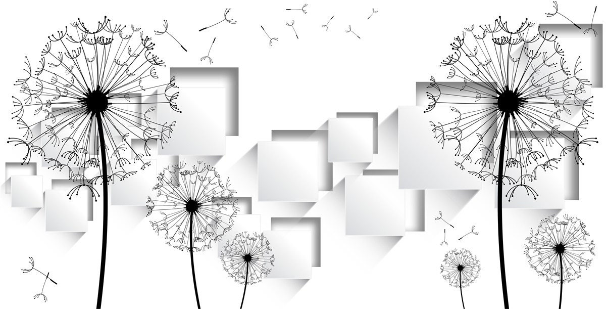 Fototapeta kocky plávajúce v Pozadí dopĺňajú púpavy