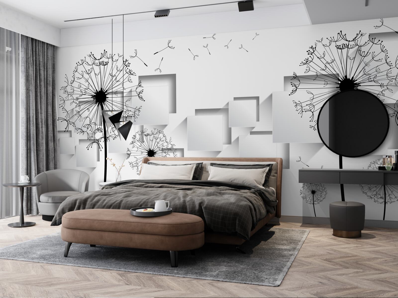 Fototapeta kocky plávajúce v Pozadí dopĺňajú púpavy