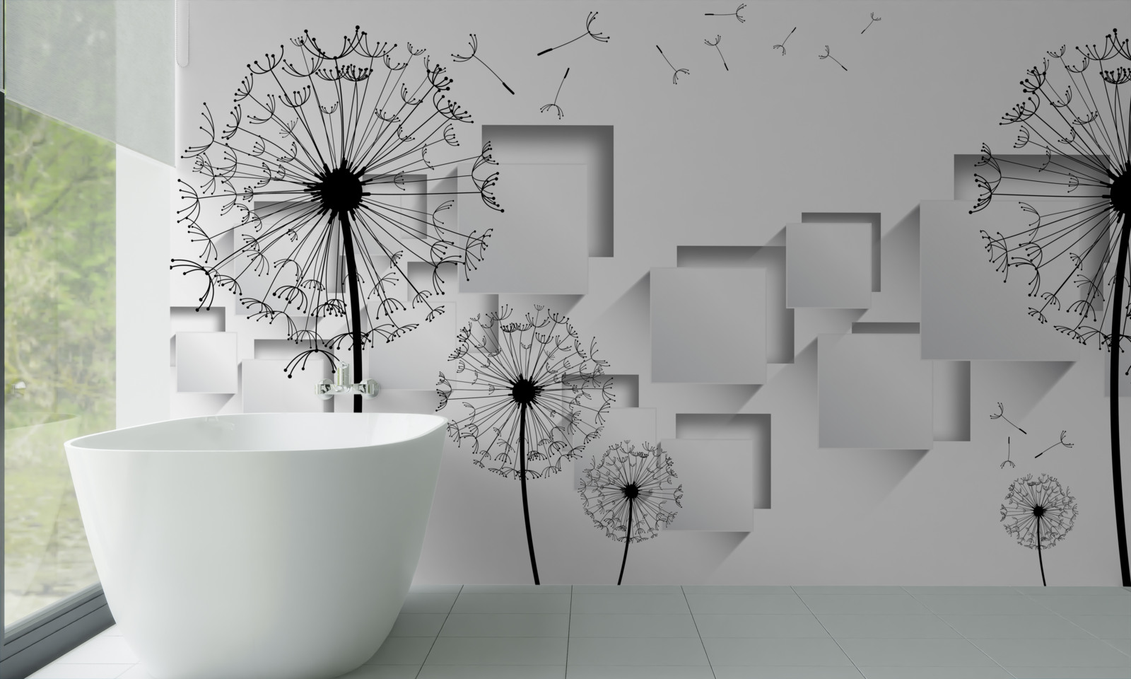 Fototapeta kocky plávajúce v Pozadí dopĺňajú púpavy