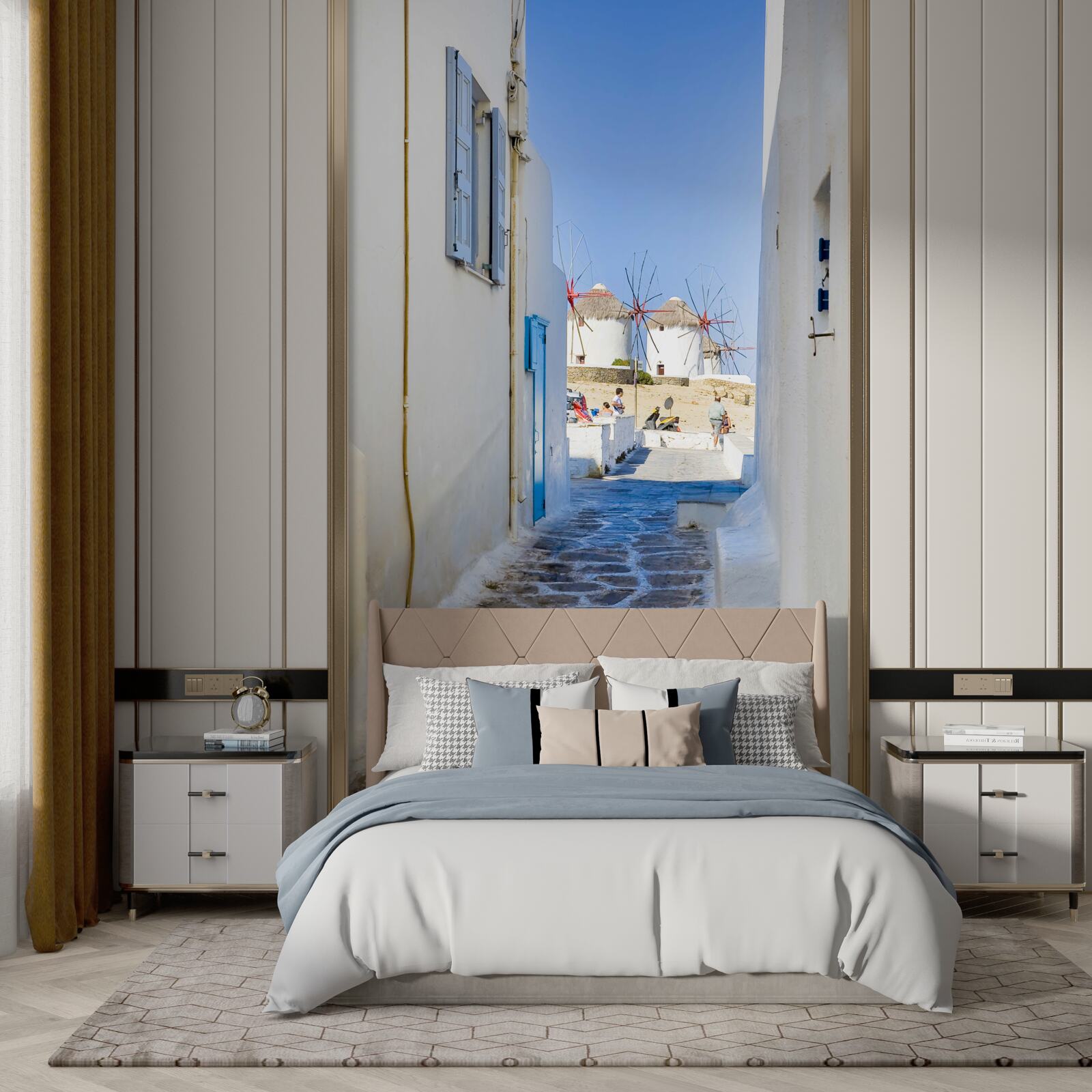 Fototapeta starú ulicu lemujú biele domy