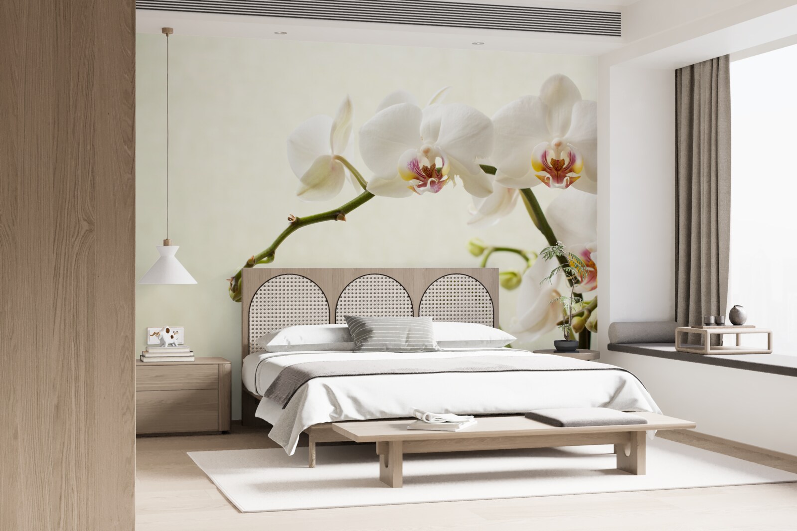 Fototapeta konáre bielej orchidey na svetlom pozadí