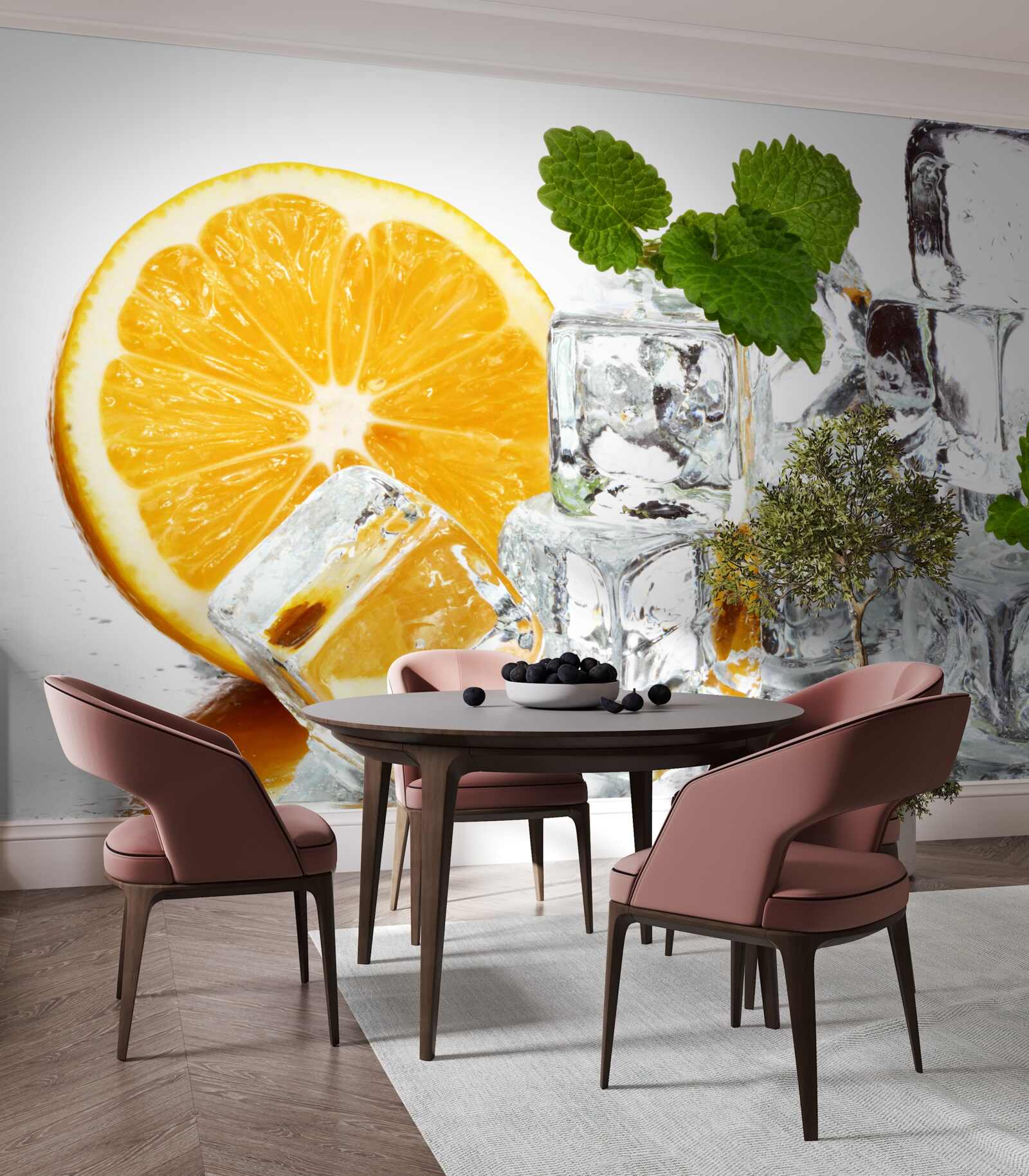 Fototapeta ľad v tvare obdĺžnikov a zrelý pomaranč