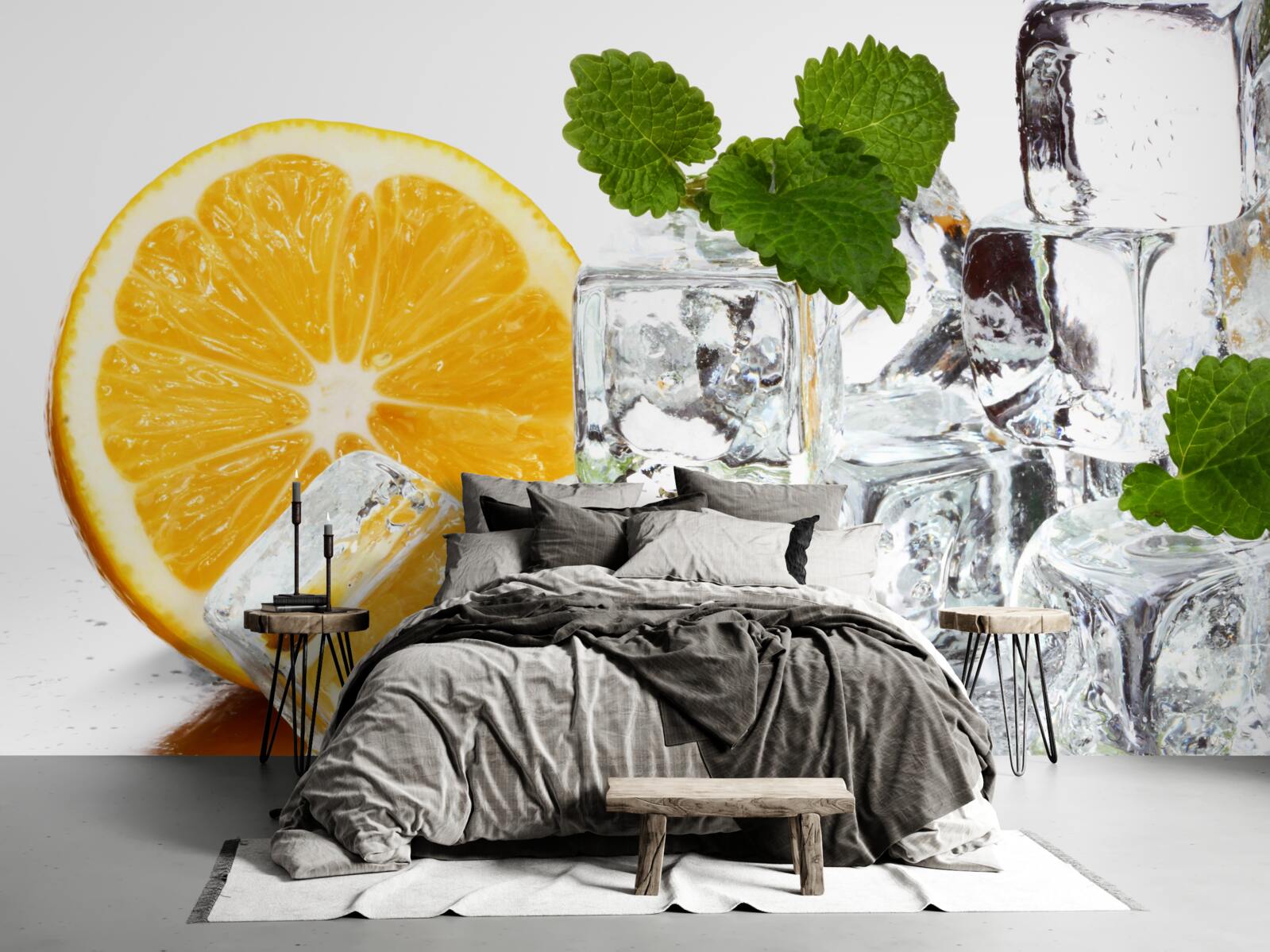 Fototapeta ľad v tvare obdĺžnikov a zrelý pomaranč