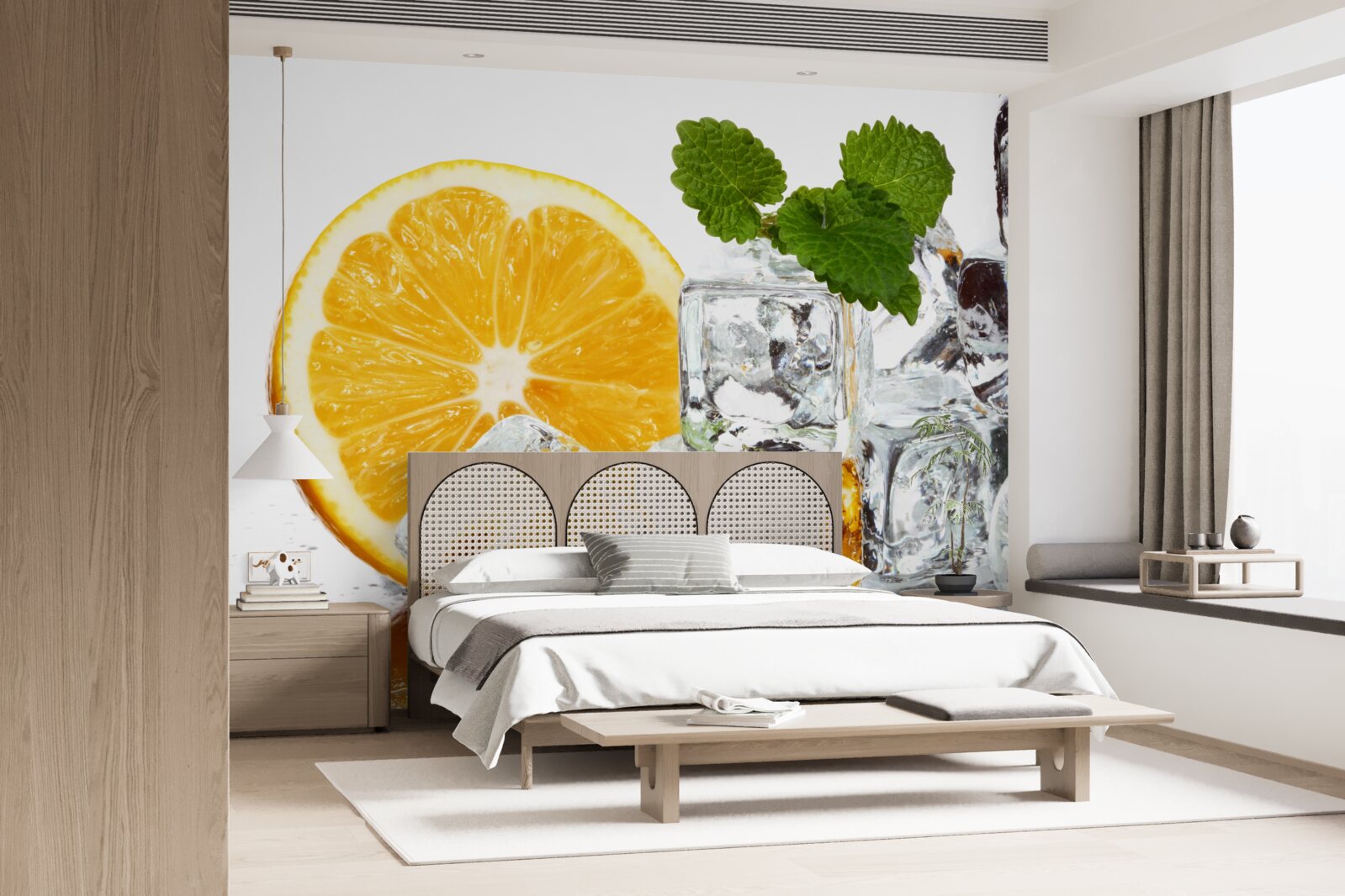 Fototapeta ľad v tvare obdĺžnikov a zrelý pomaranč