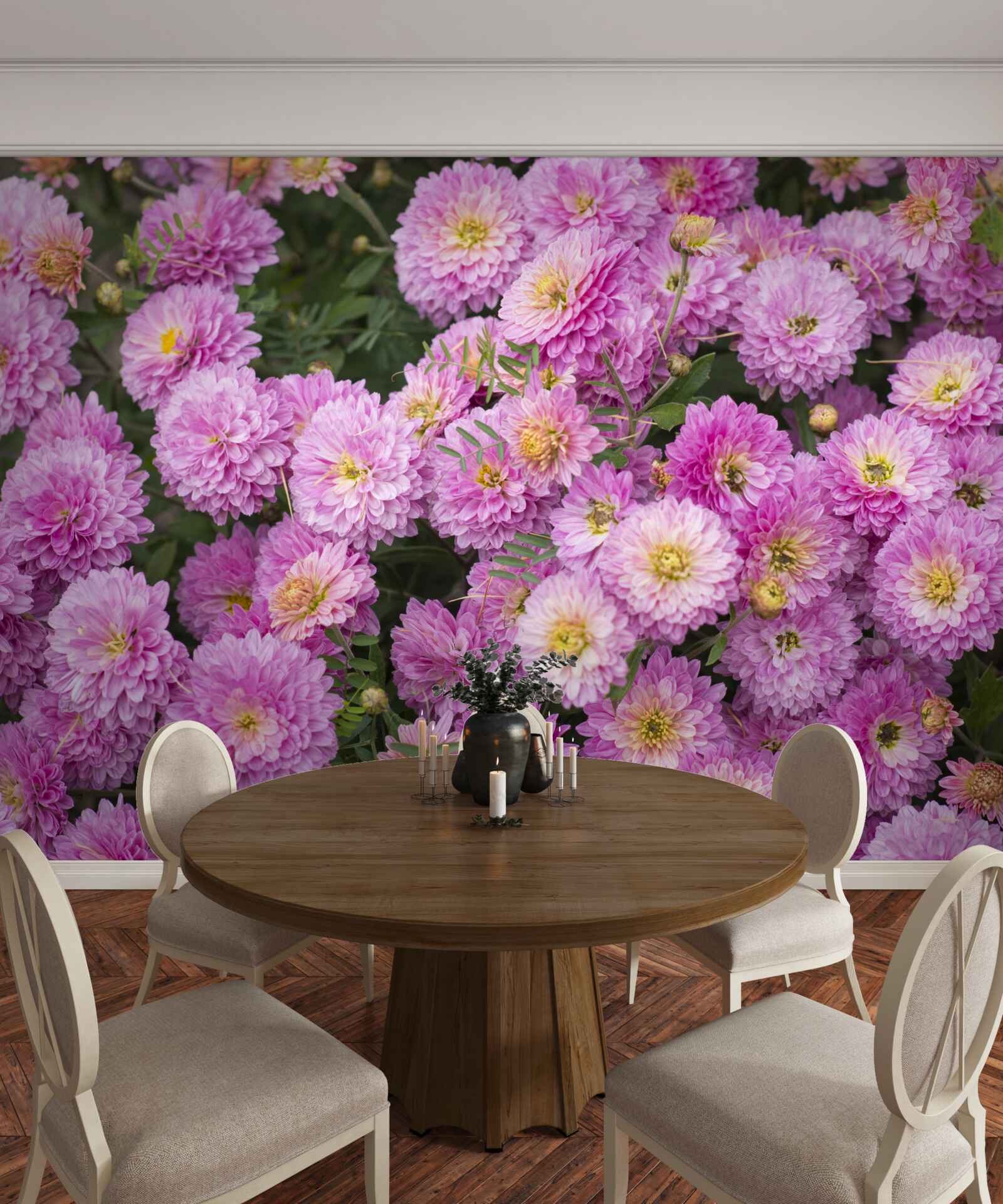 Fototapeta krásne gerbery so svetlo orgovánovými sedmokráskymi