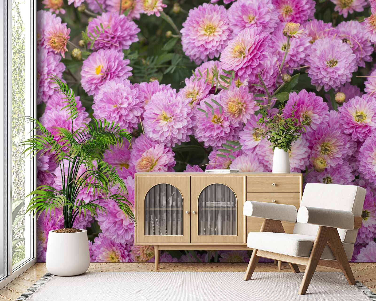 Fototapeta krásne gerbery so svetlo orgovánovými sedmokráskymi