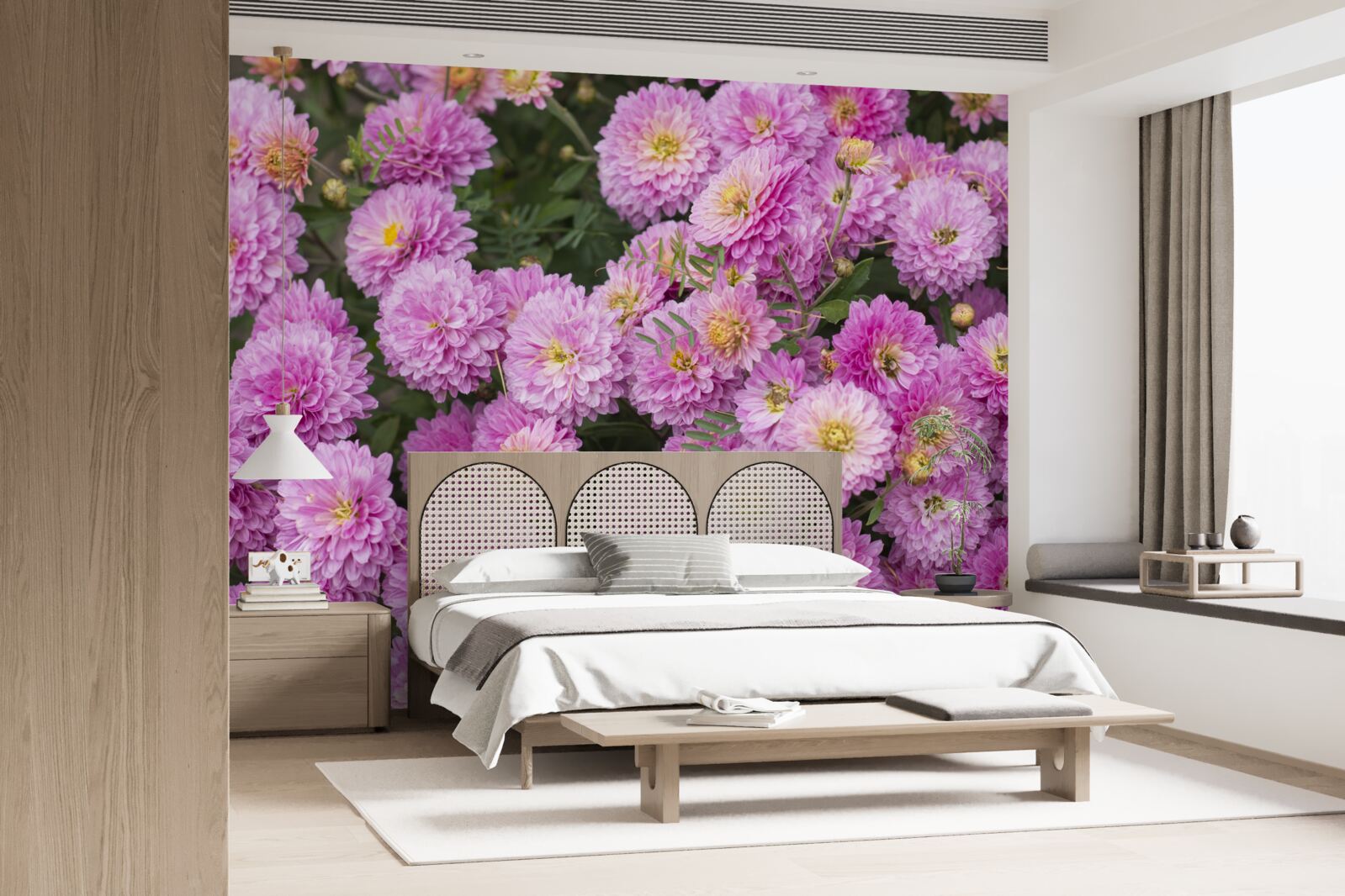 Fototapeta krásne gerbery so svetlo orgovánovými sedmokráskymi