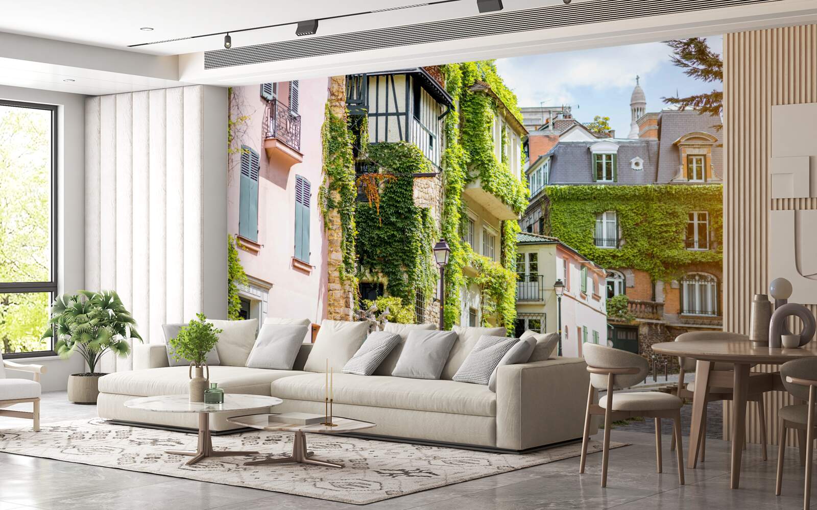 Fototapeta staré domy pokryté červenými malinami