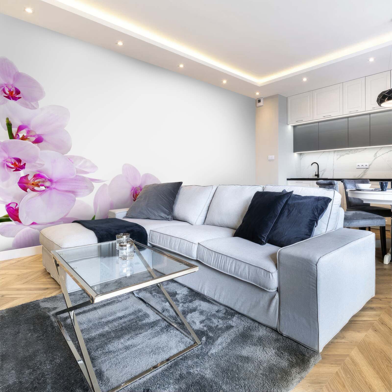 Fototapeta konáre lesklej orchidey na svetlom pozadí