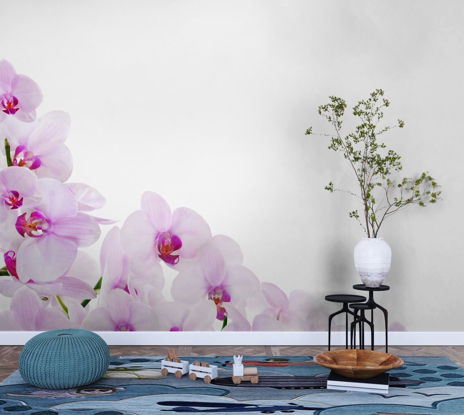 Fototapeta konáre lesklej orchidey na svetlom pozadí