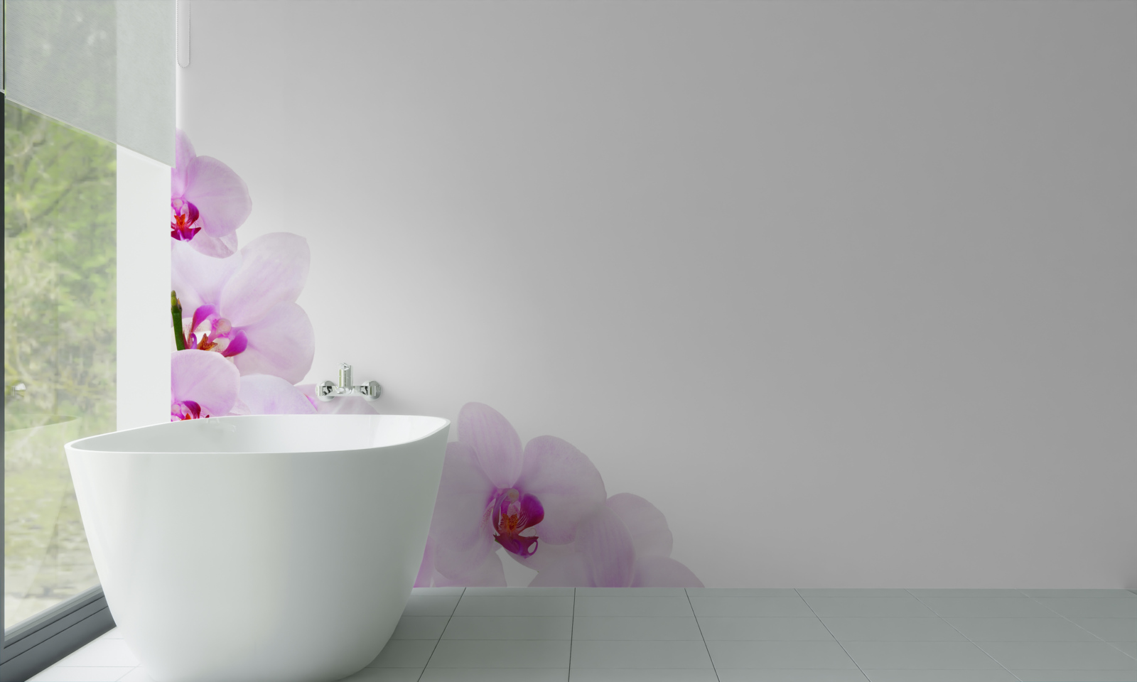 Fototapeta konáre lesklej orchidey na svetlom pozadí