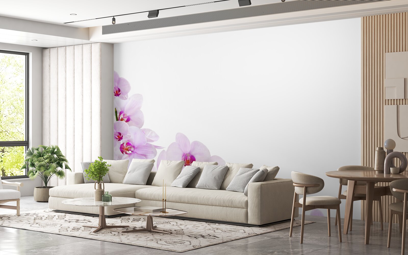 Fototapeta konáre lesklej orchidey na svetlom pozadí