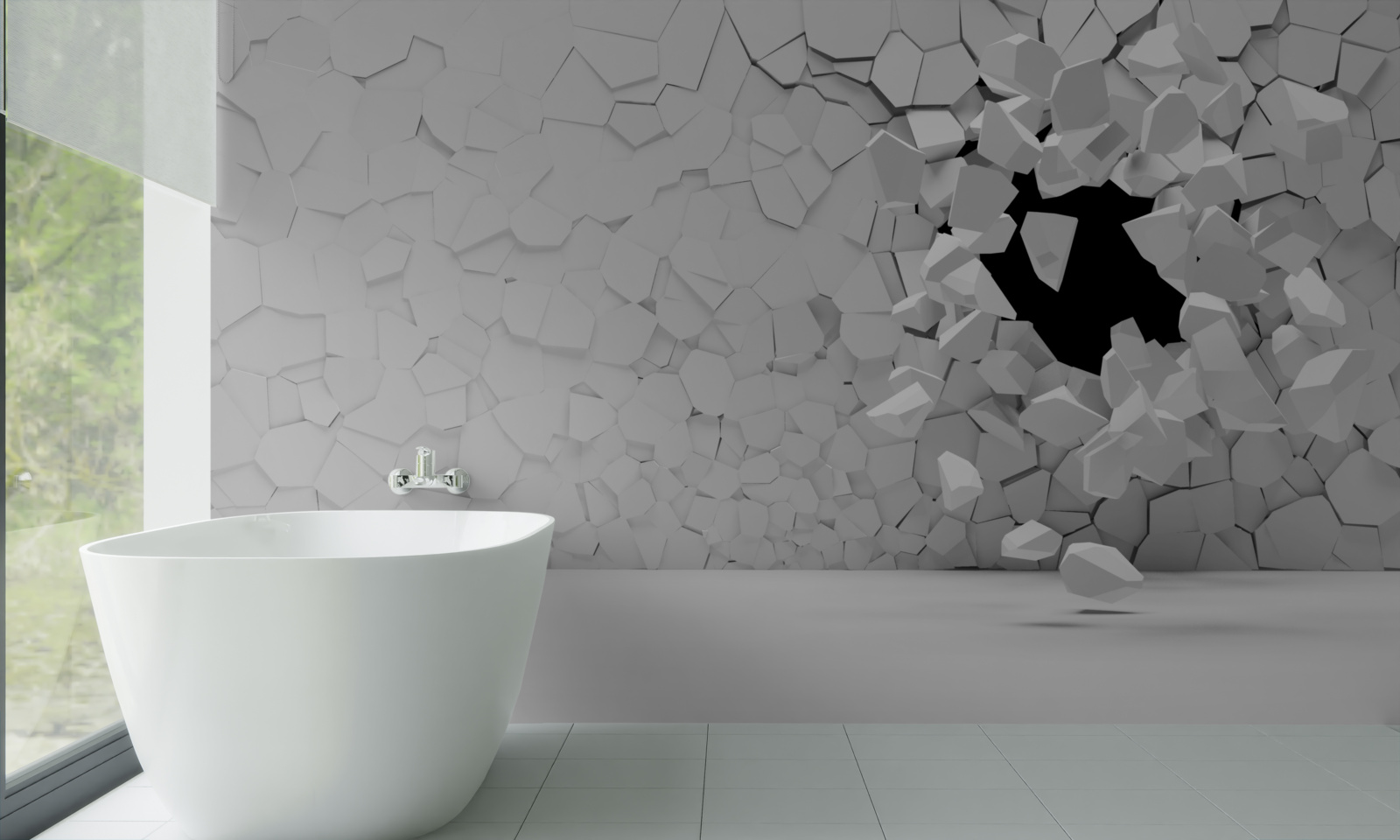 Fototapeta poškodený sivý kamenný múr