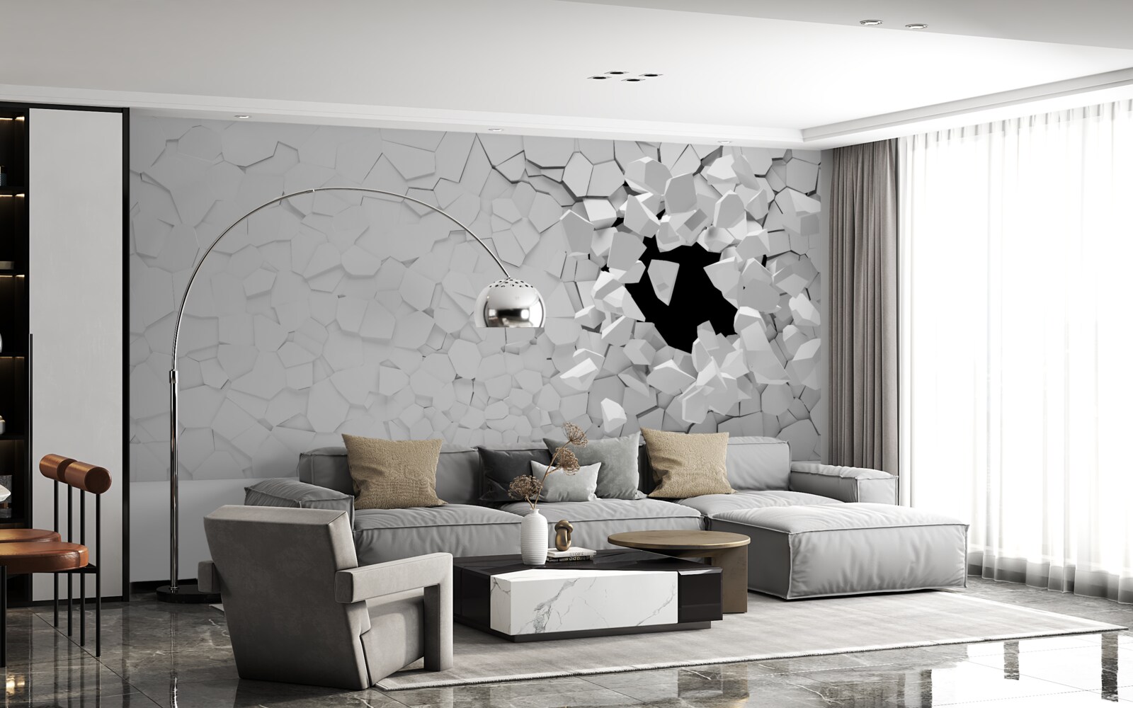 Fototapeta poškodený sivý kamenný múr