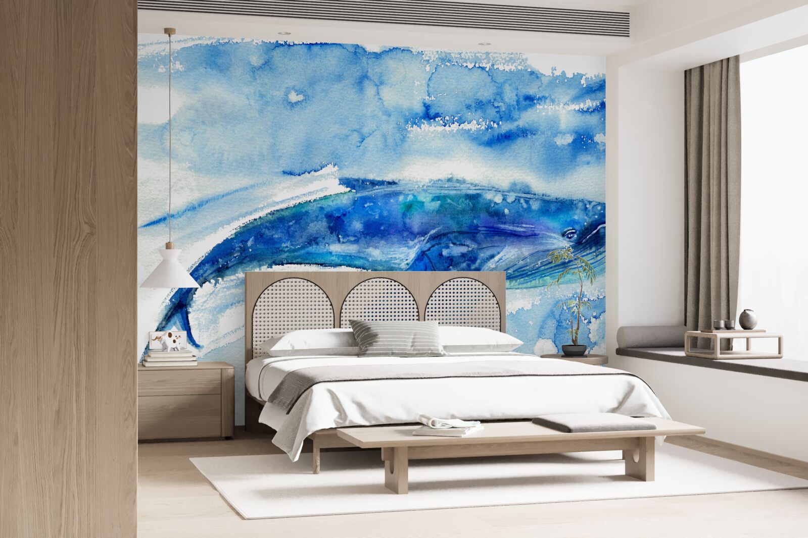 Fototapeta modrý akvarel veľryby