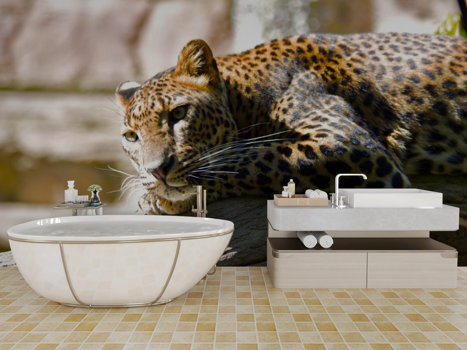 Fototapeta pantery sa vyhrievajú na horúcej soli